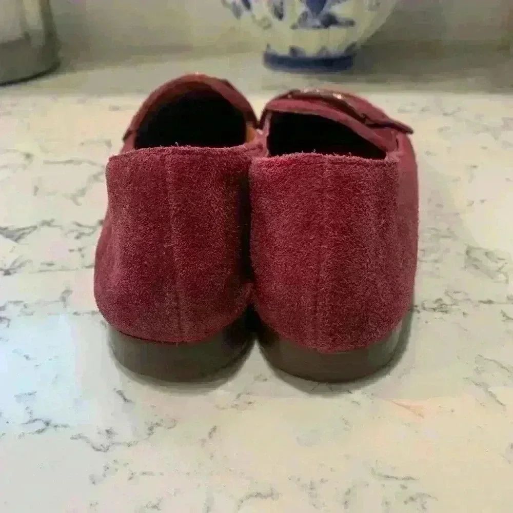 Tory Burch 15mm Miller Metal Loafer Burgundy Suede size 8 new